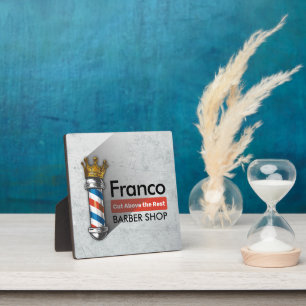 Barber Hair Shop King Crown Barber Pole Hair Salon Plaque