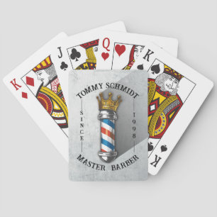 Barber Hair Shop King Crown Barber Pole Hair Salon Poker Cards
