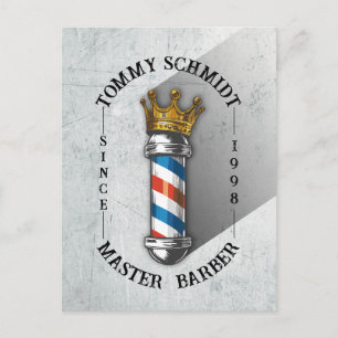 Barber Hair Shop King Crown Barber Pole Hair Salon Postcard