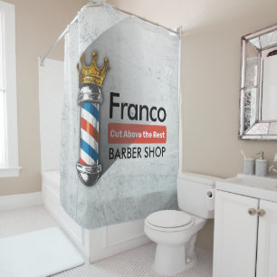 Barber Hair Shop King Crown Barber Pole Hair Salon Shower Curtain