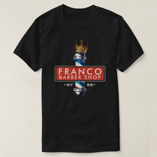 Barber Hair Shop King Crown Barber Pole Hair Salon T-Shirt (Design Front)