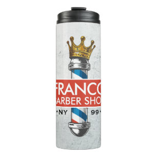 Barber Hair Shop King Crown Barber Pole Hair Salon Thermal Tumbler
