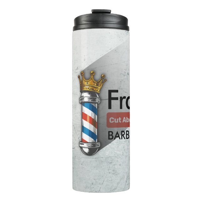 Barber Hair Shop King Crown Barber Pole Hair Salon Thermal Tumbler (Front)