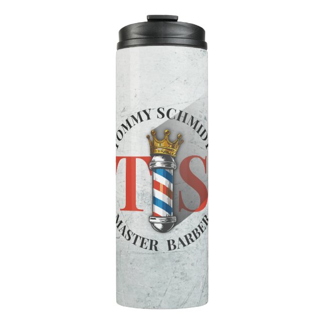 Barber Hair Shop King Crown Barber Pole Hair Salon Thermal Tumbler (Front)