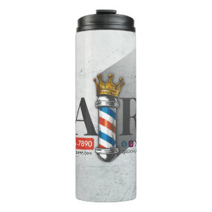 Barber Hair Shop King Crown Barber Pole Hair Salon Thermal Tumbler