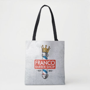 Barber Hair Shop King Crown Barber Pole Hair Salon Tote Bag