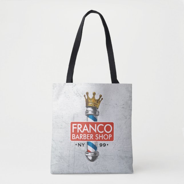 Barber Hair Shop King Crown Barber Pole Hair Salon Tote Bag (Front)