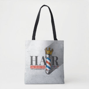 Barber Hair Shop King Crown Barber Pole Hair Salon Tote Bag