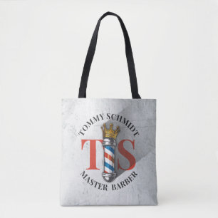 Barber Hair Shop King Crown Barber Pole Hair Salon Tote Bag