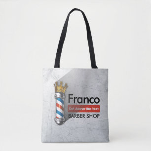 Barber Hair Shop King Crown Barber Pole Hair Salon Tote Bag