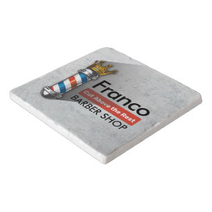 Barber Hair Shop King Crown Barber Pole Hair Salon Trivet