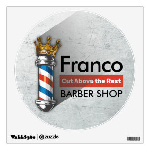 Barber Hair Shop King Crown Barber Pole Hair Salon Wall Decal