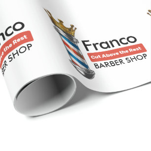 Barber Hair Shop King Crown Barber Pole Hair Salon Wrapping Paper