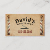 Barber Hair Stylist Barbershop Vintage Kraft Business Card (Front)
