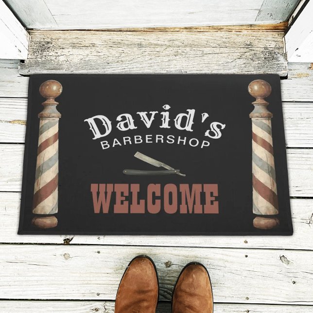 Barber Hair Stylist Barbershop Welcome Doormat (Creator Uploaded)