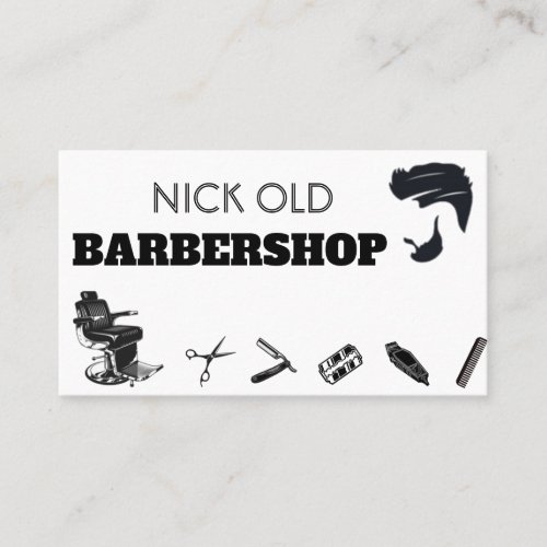 Barber Hair Stylist black modern fashion Barber Business Card