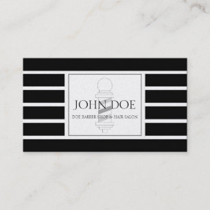 Barber/Hair Stylist Black Stripes Platinum Paper Business Card