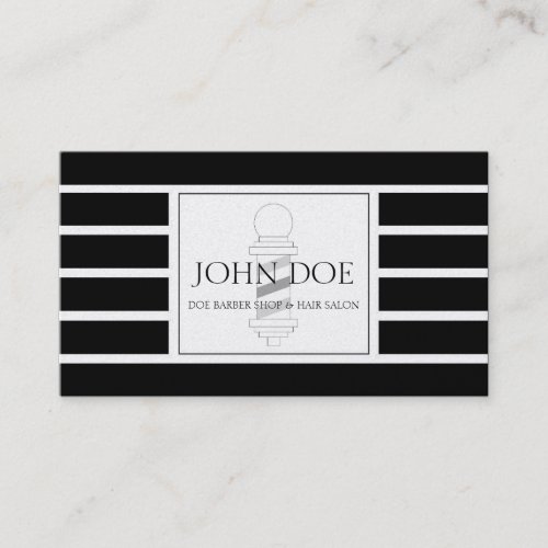 Barber/Hair Stylist Black Stripes Platinum Paper Business Card