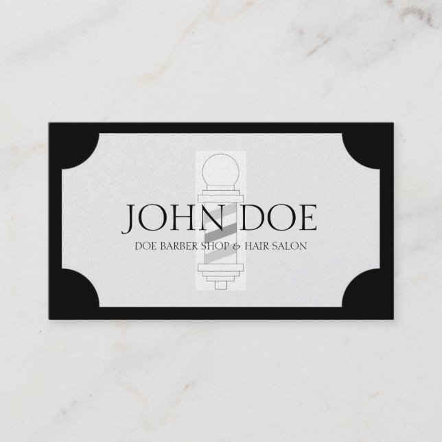 Barber/Hair Stylist Black/White Golden Plaque Business Card (Front)