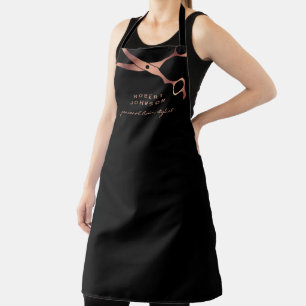 Barber Hair Stylist Copper Scissors Black Apron