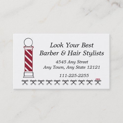 Barber Hair Stylist Customer Loyalty Punch Card _