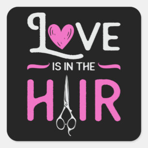 Barber Hair Stylist Hairdresser Scissors Hair Gift Square Sticker