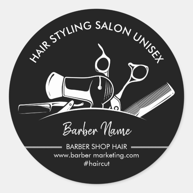 Barber Hair Stylist Marketing Classic Round Sticker