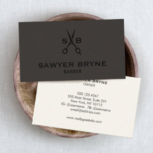 Barber Hair Stylist Scissors Dark Brown Suede Business Card