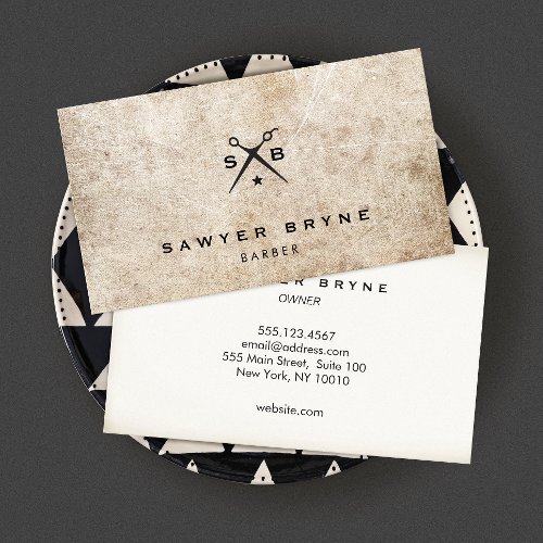 Barber Hair Stylist  Scissors Rustic Business Card