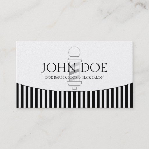 Customizable Barber/Hair Stylist Striped Border Golden Paper Business Cards