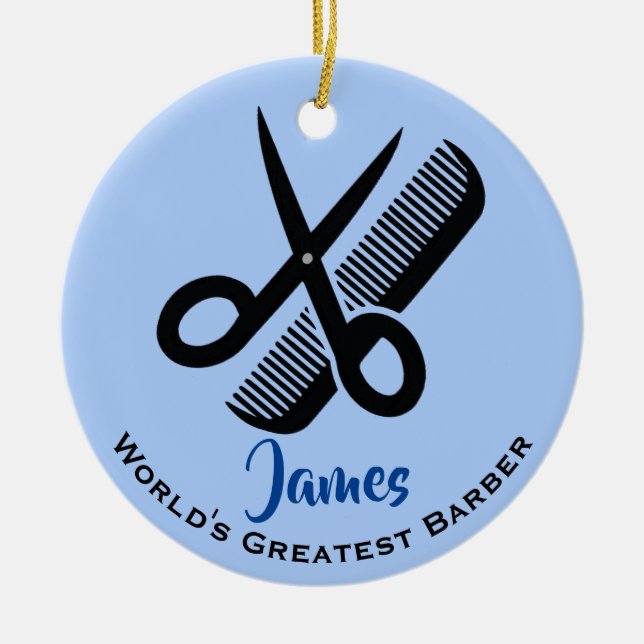 Barber Haircut Design Ceramic Ornament (Front)