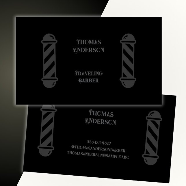 Barber Haircut Minimalist Black Gray Business Card (Creator Uploaded)