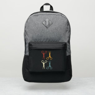 Barber & hairdresser, grunge scissors design port authority® backpack