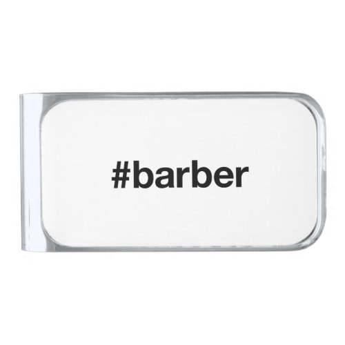 BARBER Hairdresser Hashtag Silver Finish Money Clip