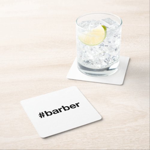 BARBER Hairdresser Hashtag Square Paper Coaster