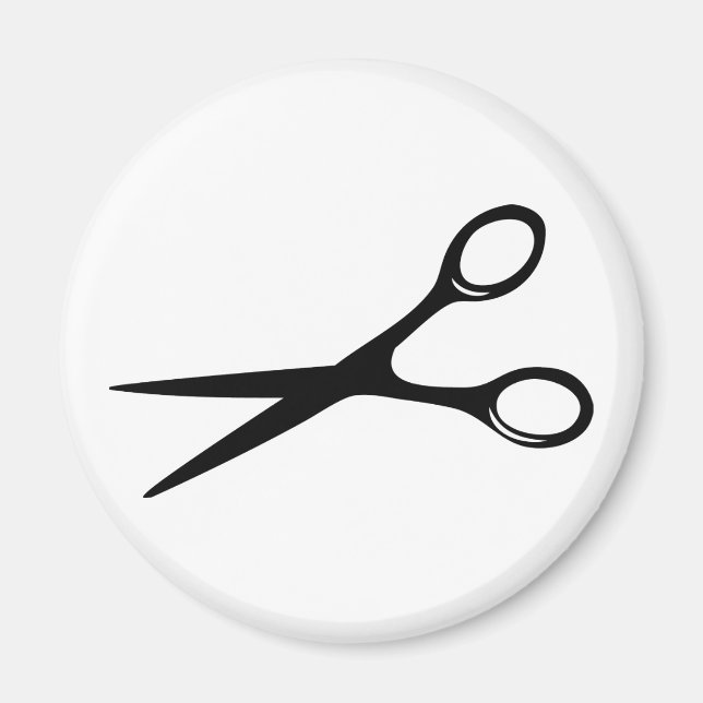 barber hairdresser scissors black magnet (Front)