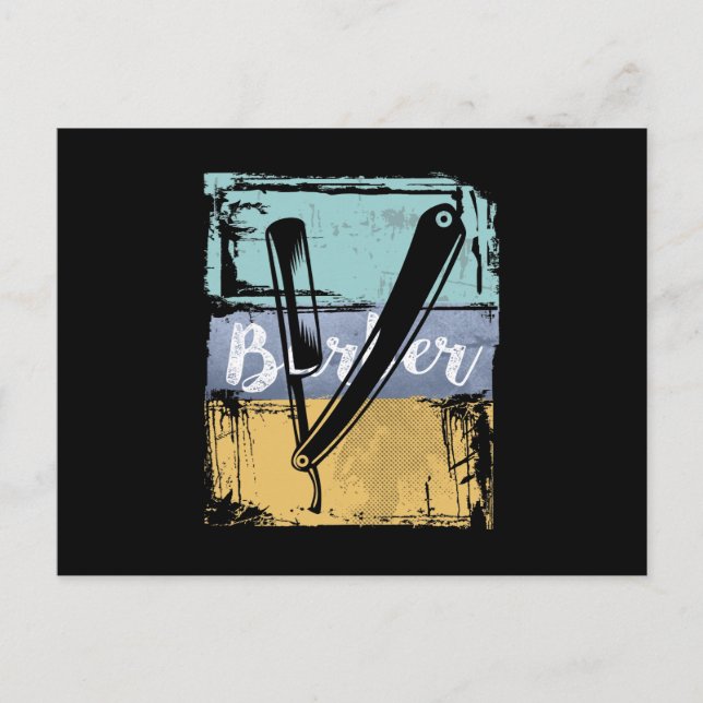 Barber Hairdresser Tee - Vintage Retro Razor Postcard (Front)