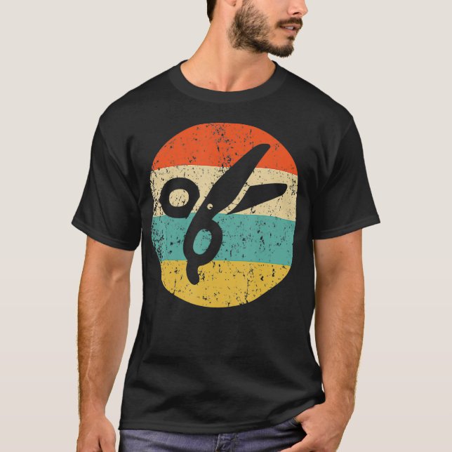 Barber Hairdresser   Vintage Retro Scissors T-Shirt (Front)