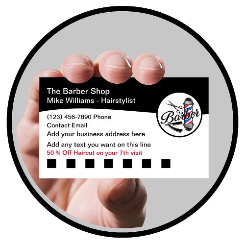 Barber Hairstylist Customer Loyalty Business Cards
