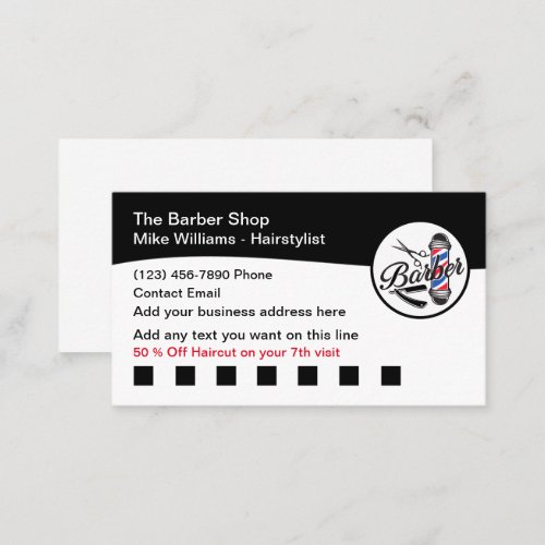 Barber Hairstylist Customer Loyalty Business Cards