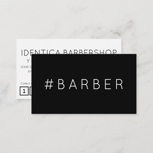 BARBER hashtag loyalty punch card