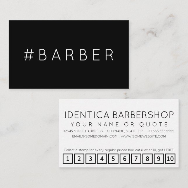 #BARBER hashtag loyalty punch card (Front/Back)