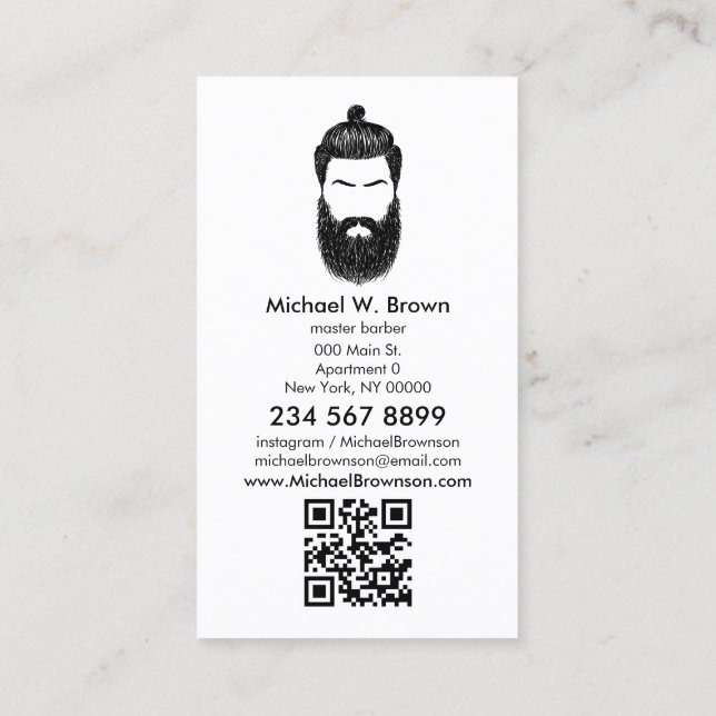 Barber hipster beard mustache qr code business card (Back)