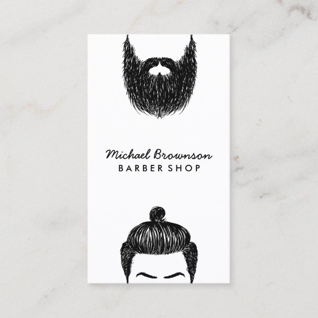 Barber hipster beard mustache qr code business card (Front)