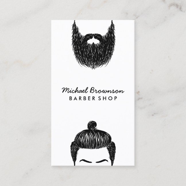 Barber hipster beard mustache qr code business card