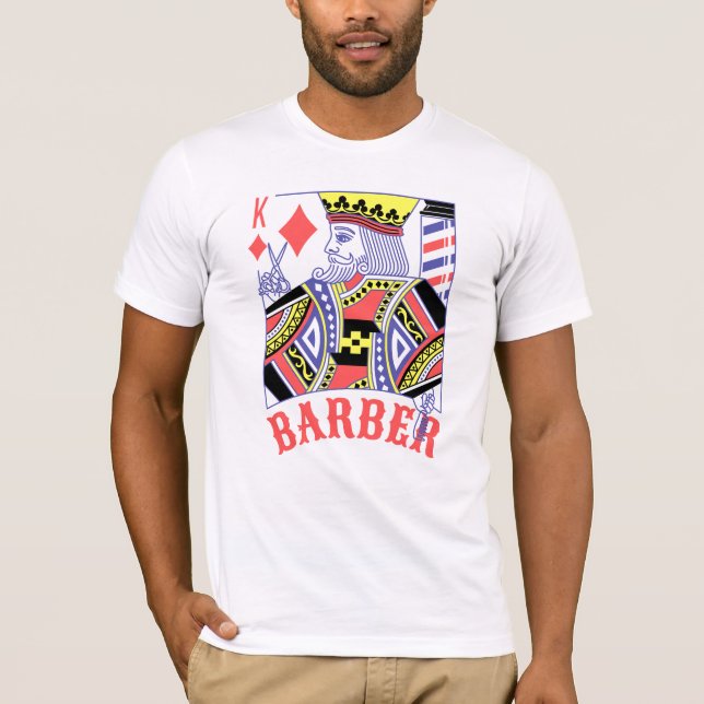 Barber King of Diamonds Hair Stylist Hairdresser T-Shirt (Front)