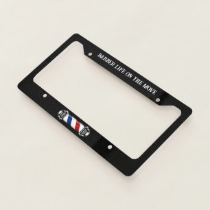 Barber Life On The Move License Plate Frame