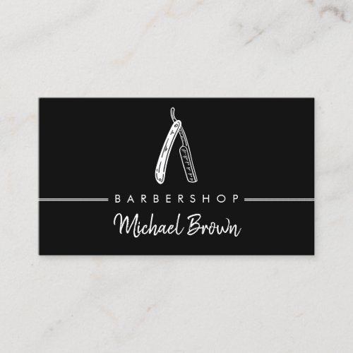 Barber Logo Razor Shadow Business Card