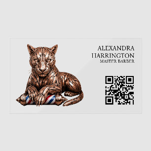 Barber Logo Rose Gold Razor Panther Barber Shop Clear Business Cards
