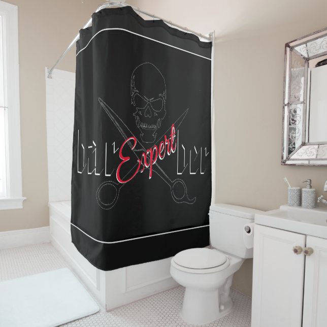 barber logo shower curtain (In Situ)